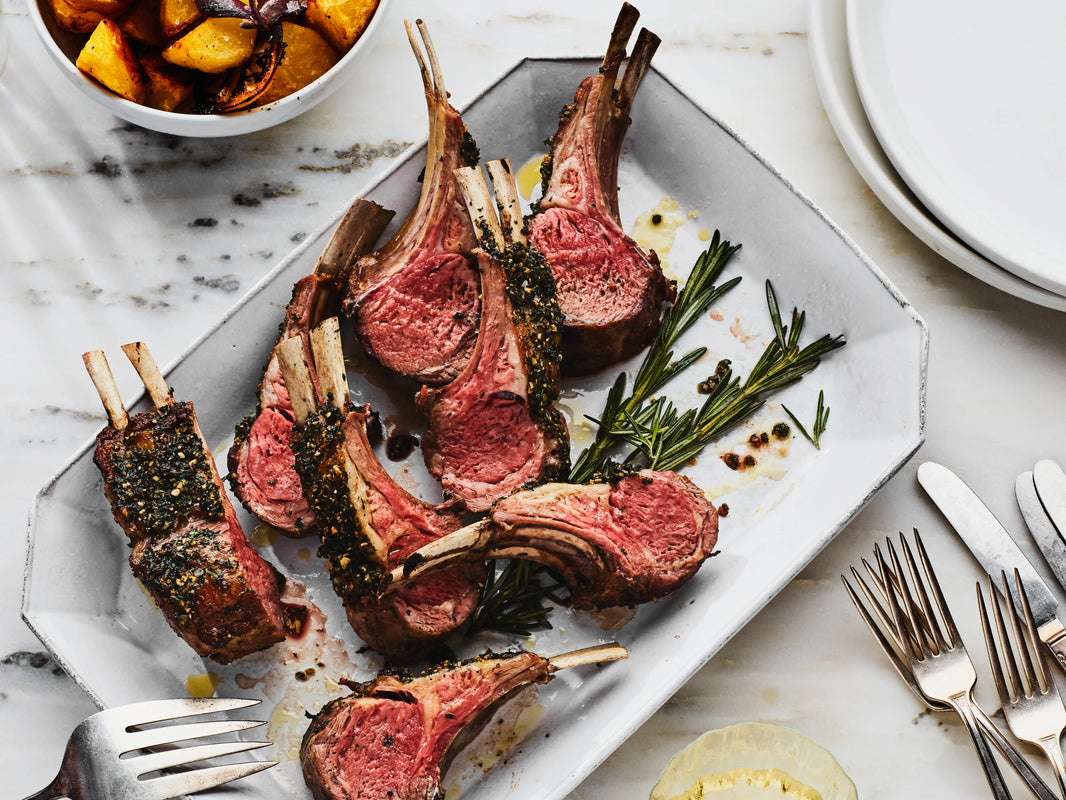 Rack of Lamb with Brinjal potatoes / Mint & Yoghurt Dressing